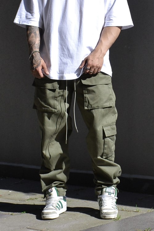 Cargo loose fit haki pantalon