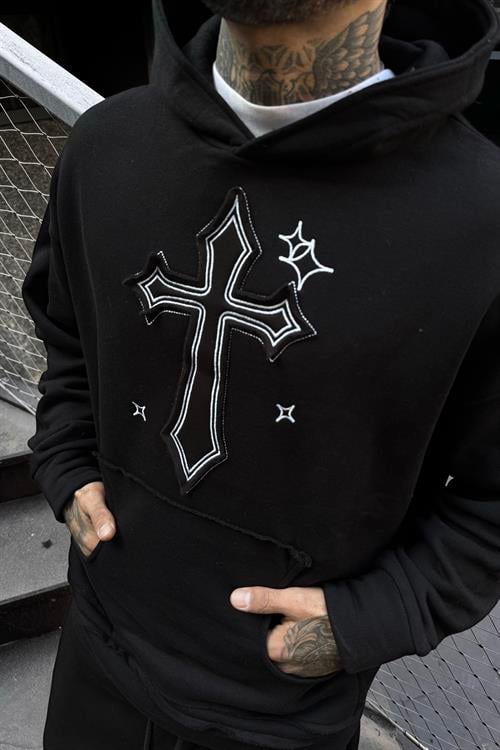 Christian siyah oversize hoodie