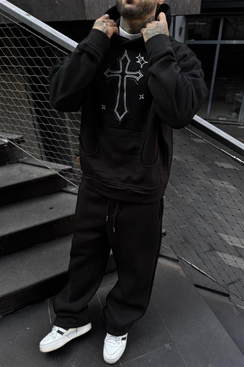 Christian siyah oversize hoodie