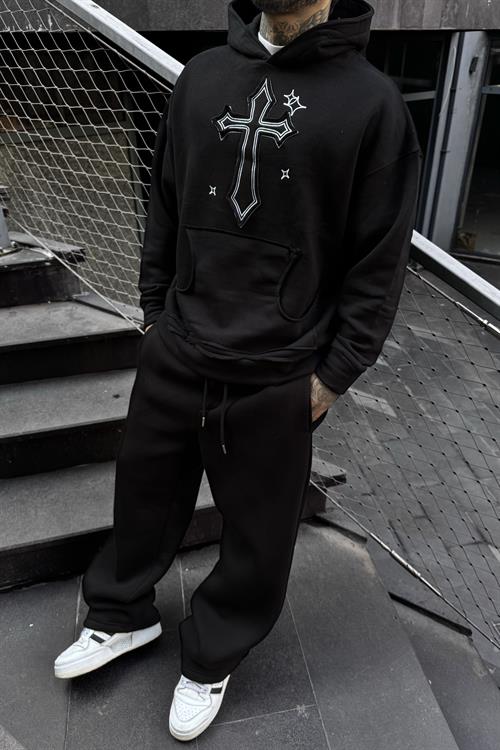 Christian siyah oversize hoodie