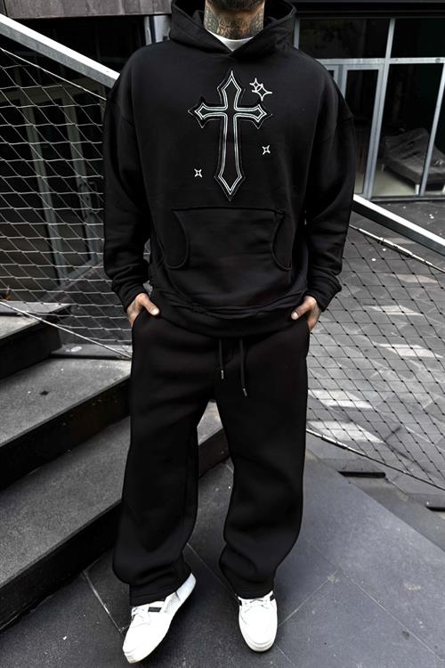Christian siyah oversize hoodie