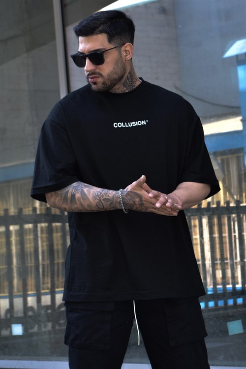 Collusion oversize siyah tshirt