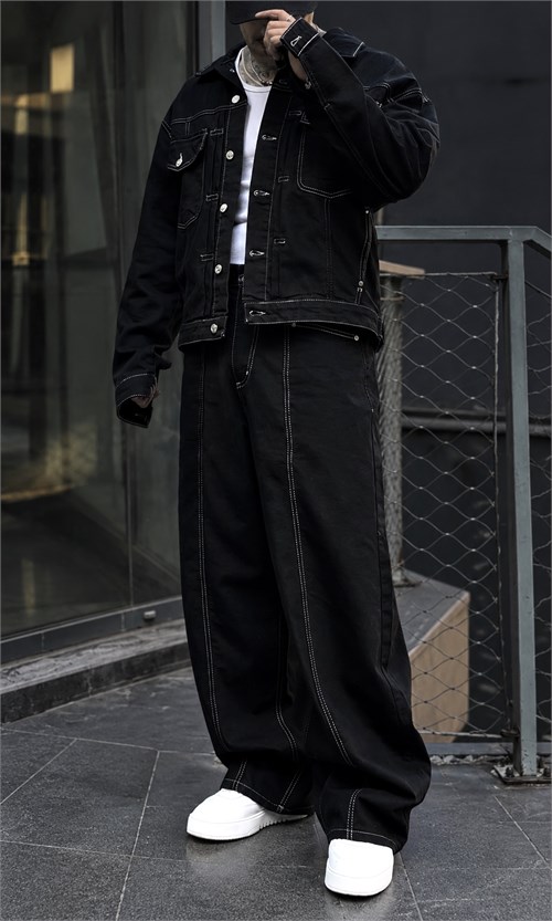 Deep Black Denim Set