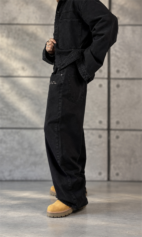 Denim Black Boxy Takım