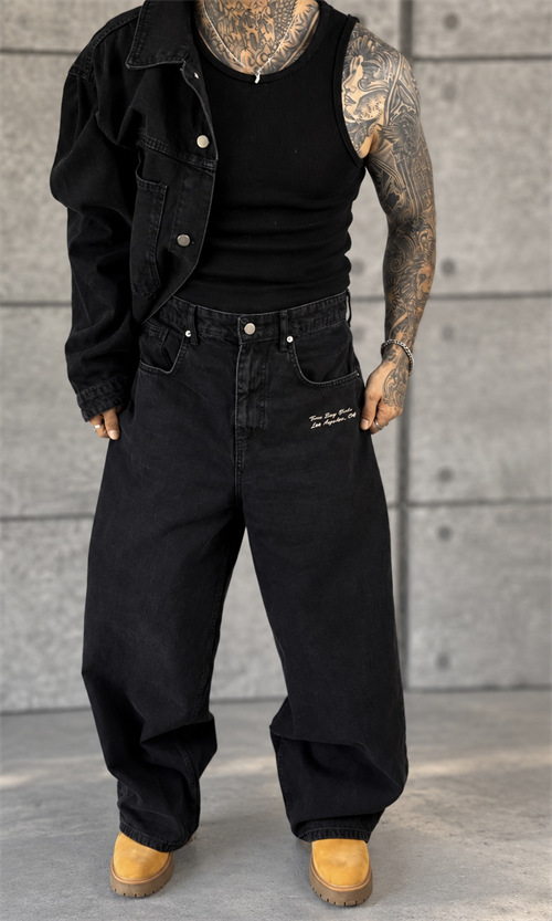 Denim Black Boxy Takım