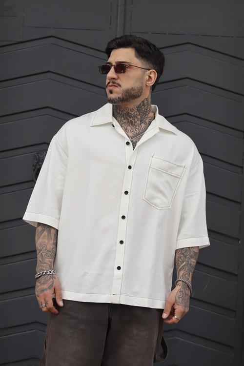 Dikiş detaylı oversize gömlek