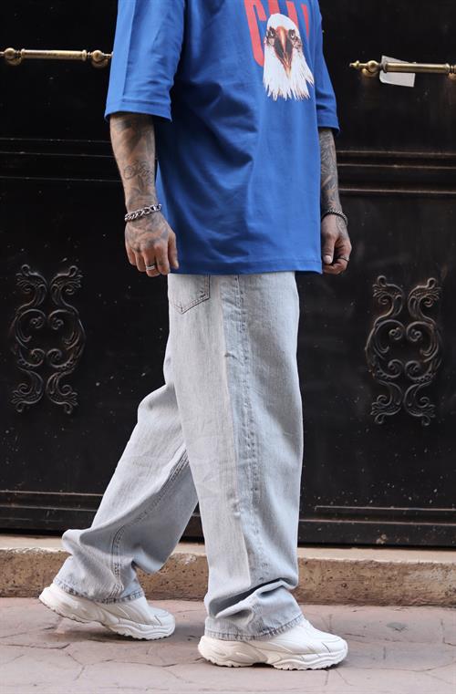 Dokulu Buz Mavi Ekstra Baggy Pantolon