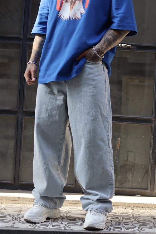 Dokulu Buz Mavi Ekstra Baggy Pantolon