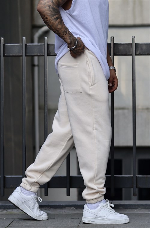 Ekru oversize 3 iplik eşofman