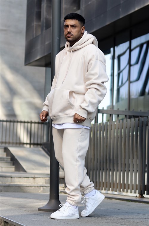 Ekru oversize 3 iplik takım