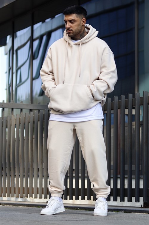 Ekru oversize 3 iplik takım