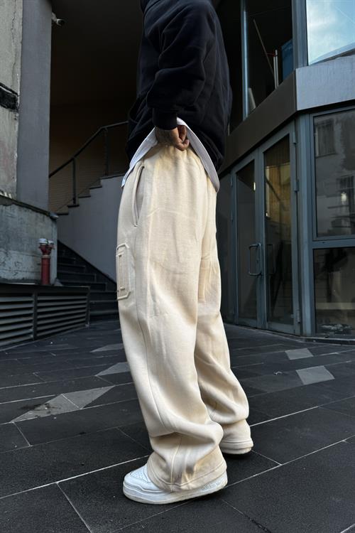 Ekstra baggy bej sweatpants