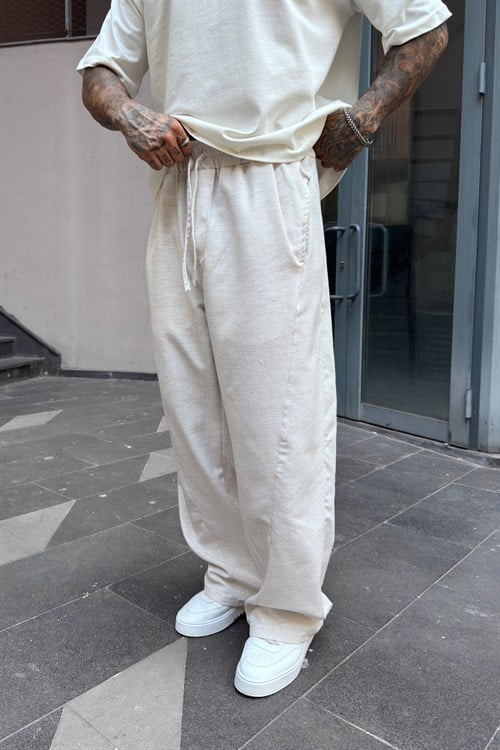 Ekstra Baggy Keten Pantolon