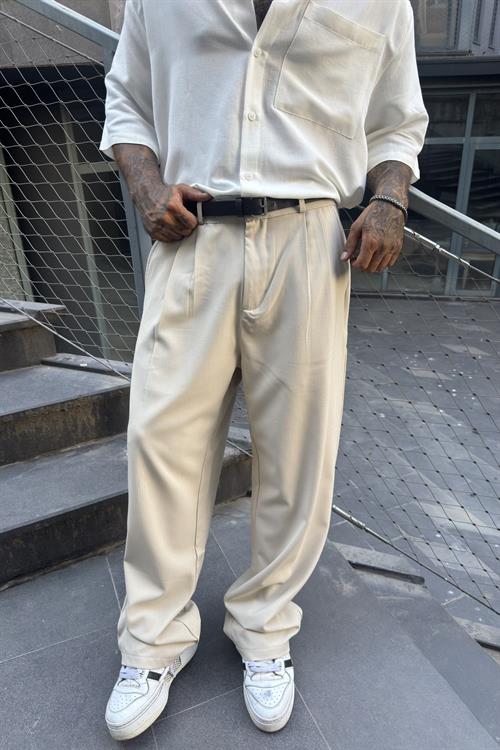 Ekstra Baggy Krem Pantolon