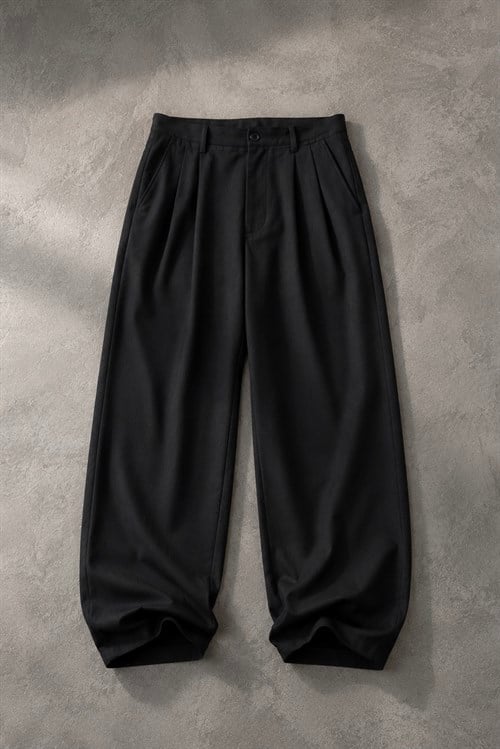 Ekstra Baggy Siyah Kumaş Pantolon