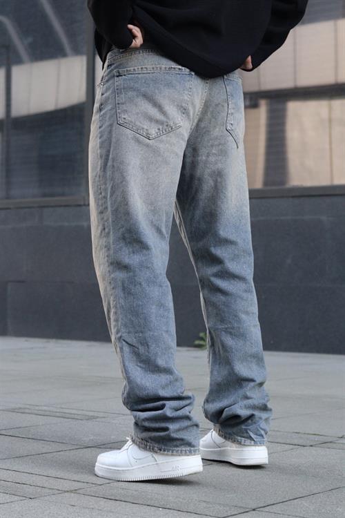 Eskitme çift renk baggy pantolon