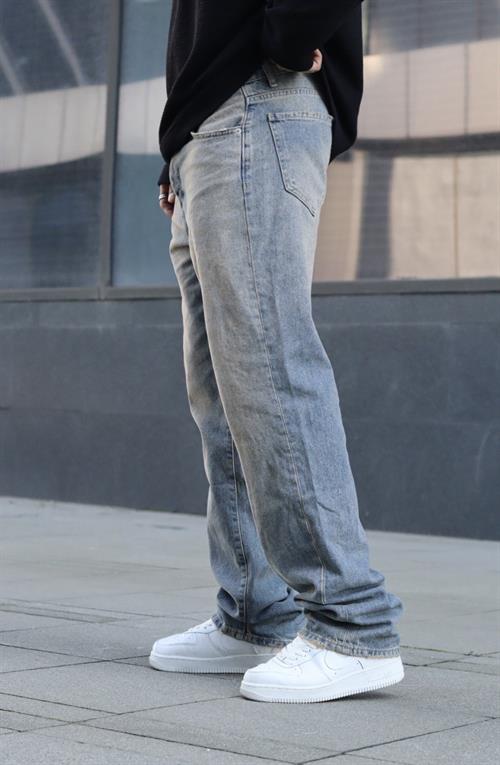 Eskitme çift renk baggy pantolon