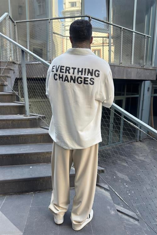 Everthing Changes Beyaz Oversize Gömlek