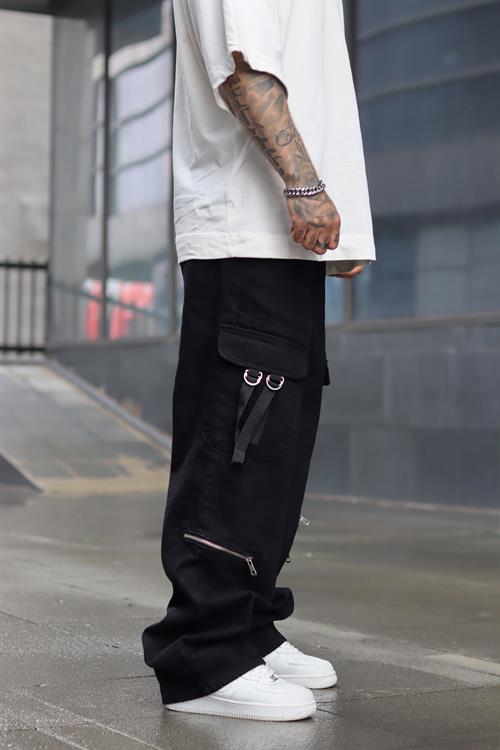 Fermuar detaylı baggy pantolon