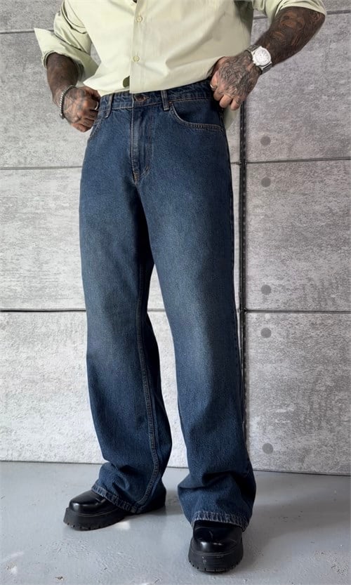Flared Fit İndigo Pantolon
