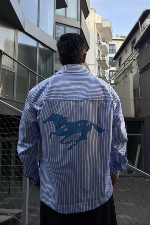 Gallop vintage mavi gömlek