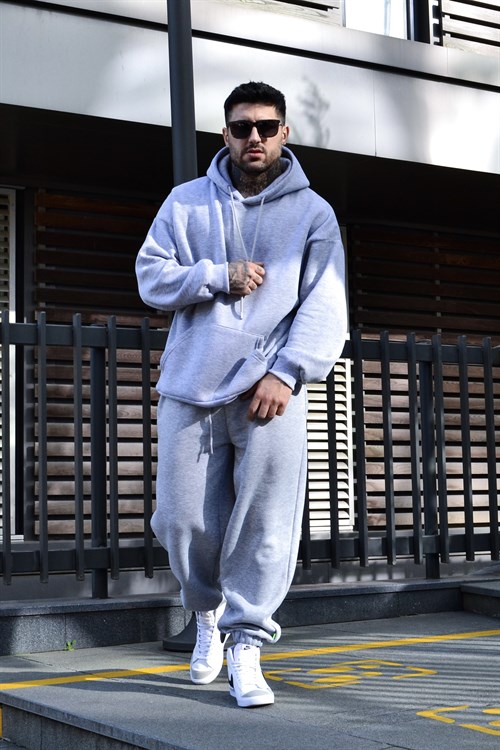 Greymelange oversize kapşonlu tracsuit
