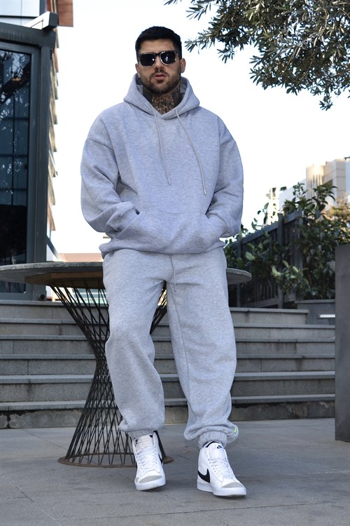 Greymelange oversize kapşonlu tracsuit