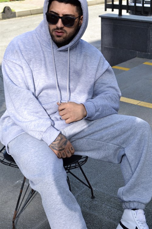 Greymelange oversize kapşonlu tracsuit