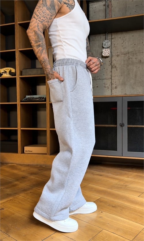 Gri Melanj Ekose Oversize Takım