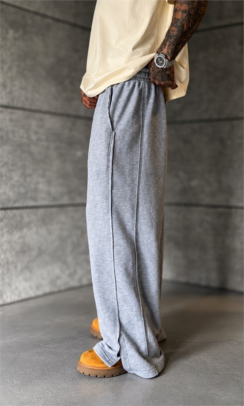 Gri Melanj Raw Baggy Pantolon
