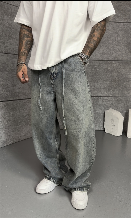 Gri Washed Baggy Pantolon