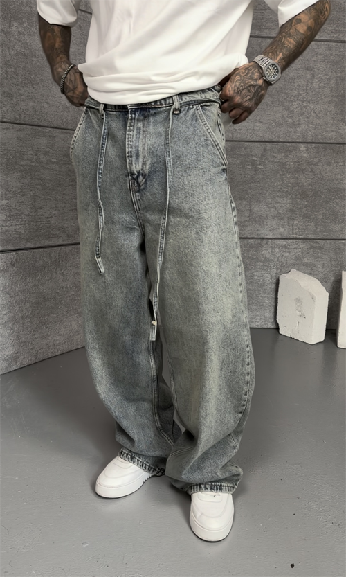 Gri Washed Baggy Pantolon