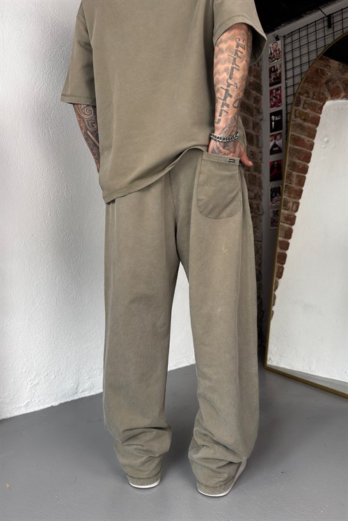 Haki Acid Washed Oversize Takım