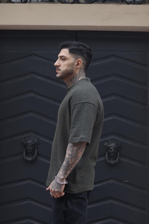 Haki dokulu oversize tshirt