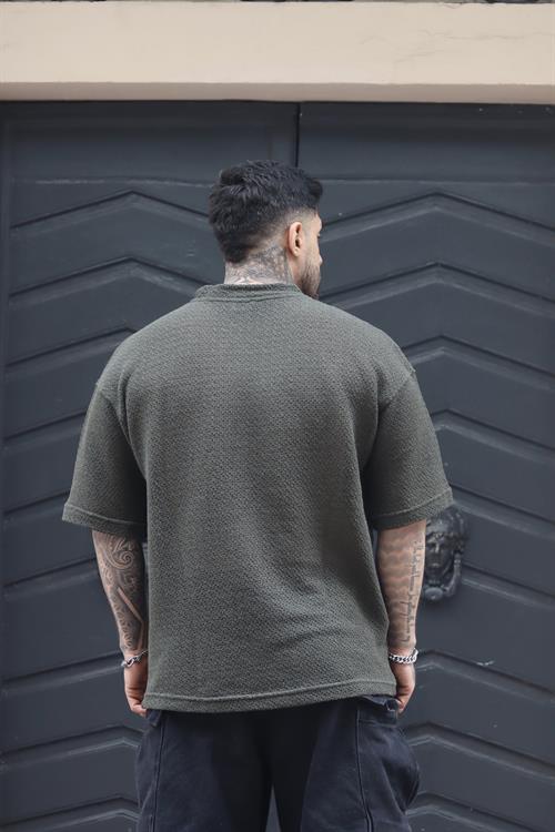 Haki dokulu oversize tshirt