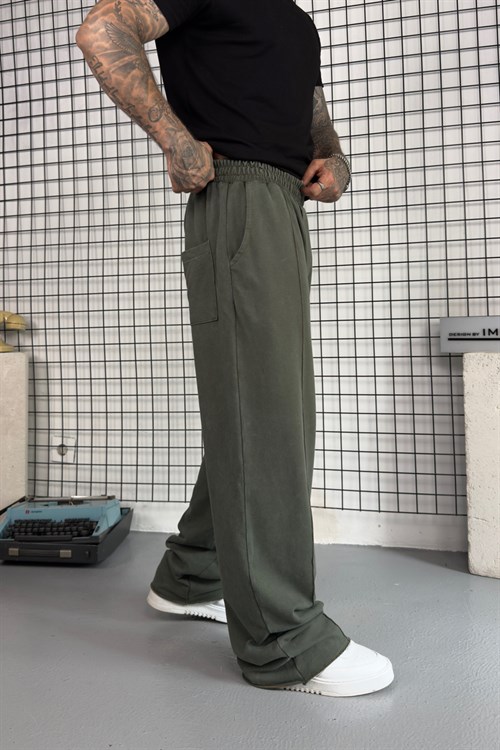 Haki Yıkamalı Baggy Eşofman