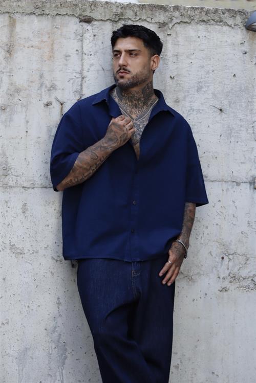 Head High Gece Mavisi Oversize Gömlek