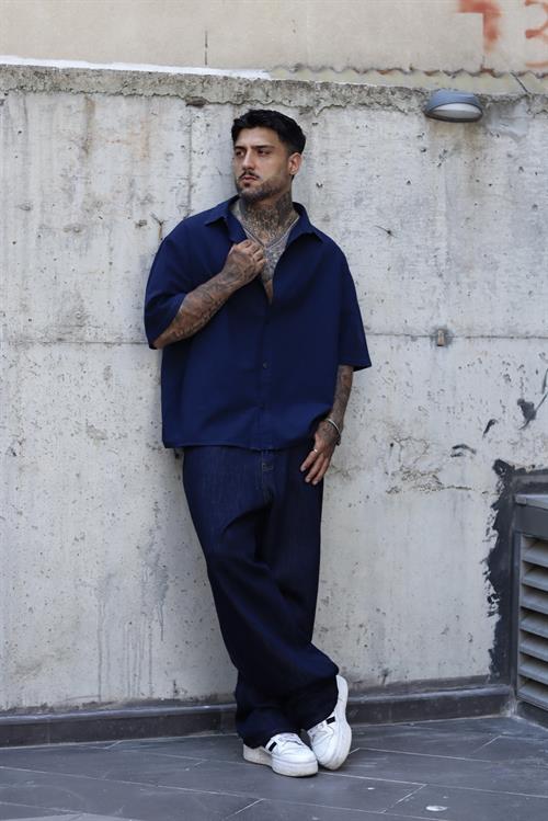 Head High Gece Mavisi Oversize Gömlek