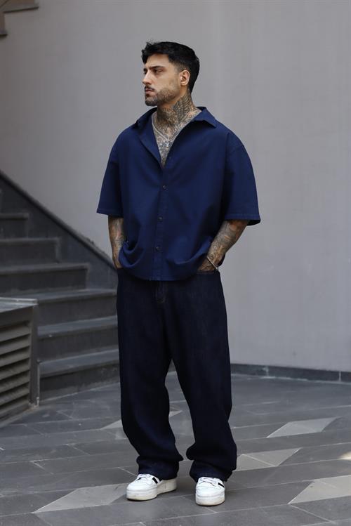 Head High Gece Mavisi Oversize Gömlek