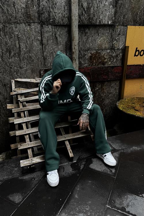 Human oversize haki şeritli takım