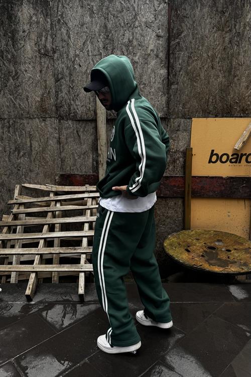 Human oversize haki şeritli takım