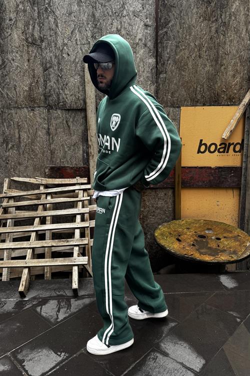 Human oversize haki şeritli takım