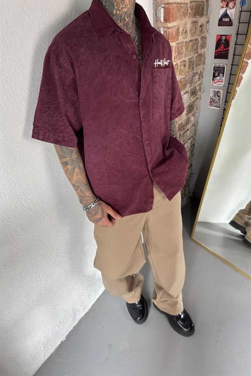 Hunts Point Bordo Oversize Gömlek