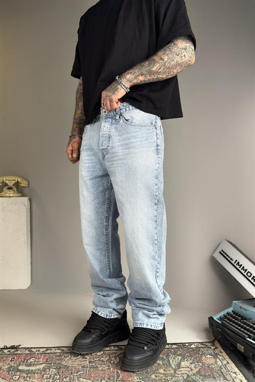 Ice Blue Baggy Pantolon