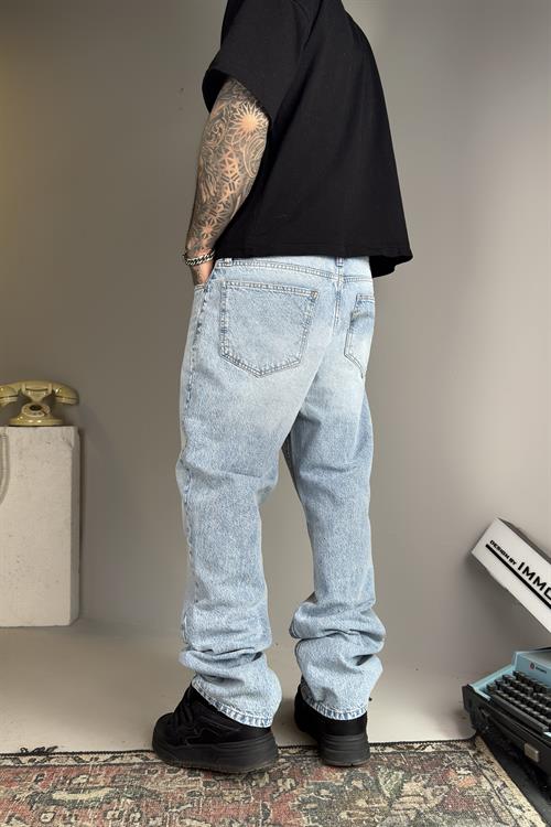 Ice Blue Baggy Pantolon