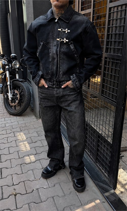 Kancalı Oversize Denim Ceket