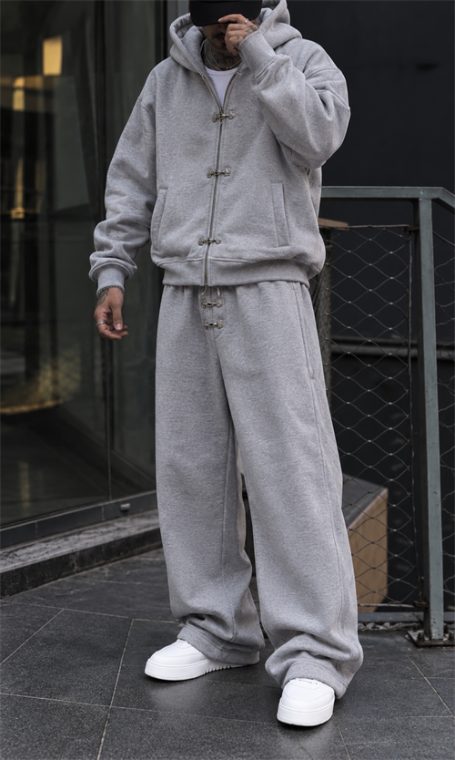 Kancalı Oversize Gri Melanj Takım