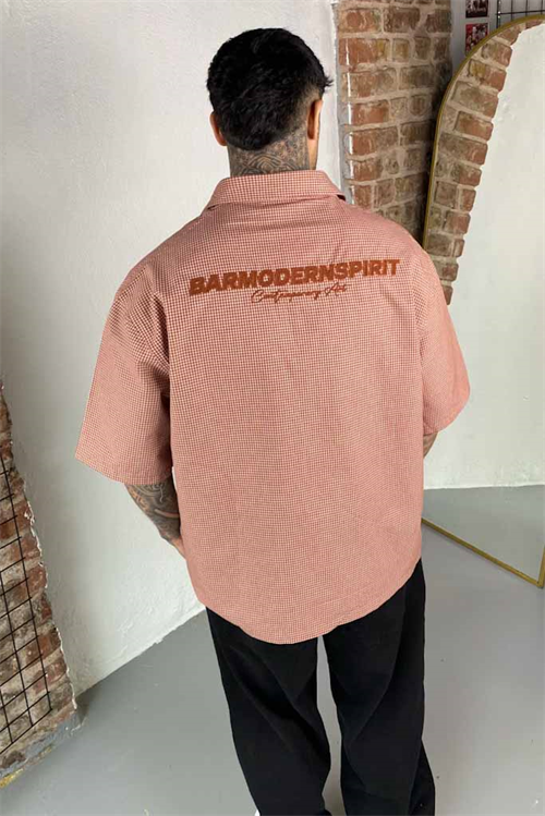 Karo Kiremit Oversize Gömlek