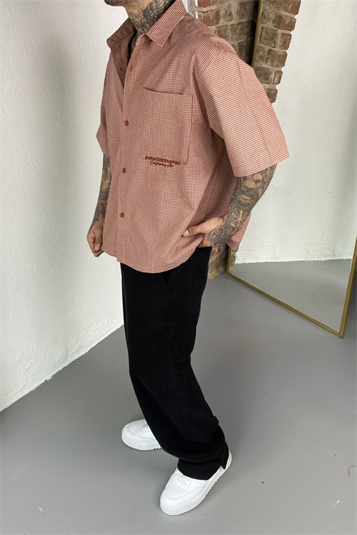 Karo Kiremit Oversize Gömlek
