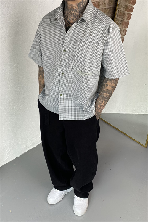 Karo Yeşil Oversize Gömlek